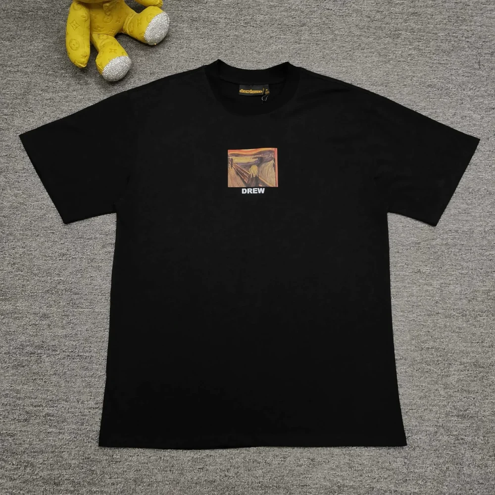 Drew House Colorful Hand-Painted T-Shirt With Ciolian Print For Couples In Black - etkick reps