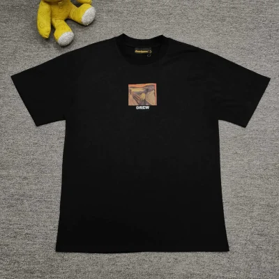 Drew House Colorful Hand-Painted T-Shirt With Ciolian Print For Couples In Black - etkick reps