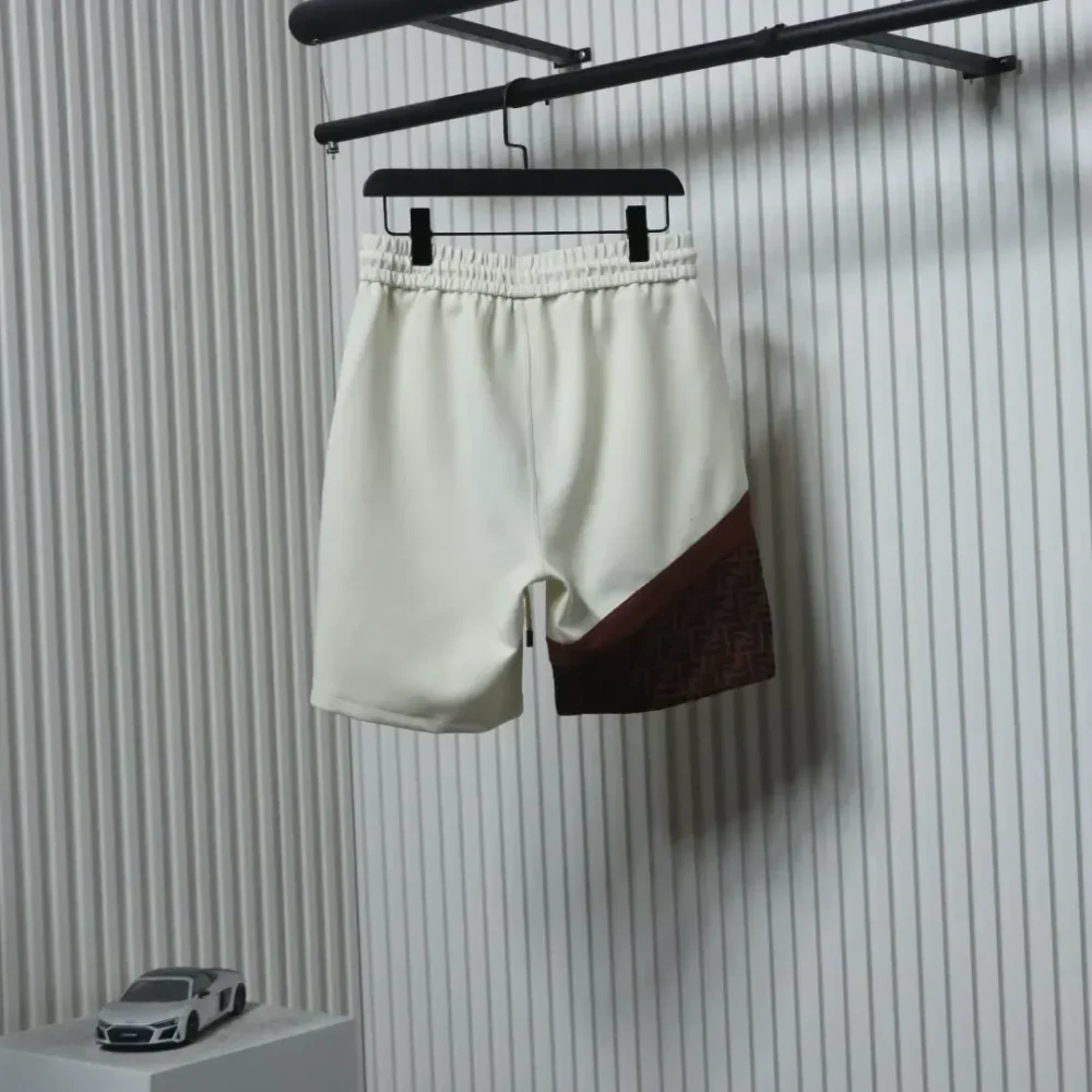 FD Woven Shorts With Laminated Zip Pocket And Double F Patchwork - Image 2