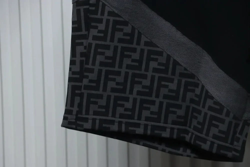 FD Woven Shorts With Laminated Zip Pocket And Double F Patchwork - Image 19
