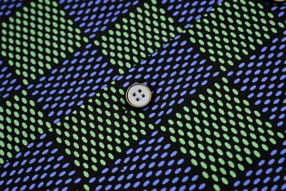 LU Blue-Violet Checkerboard Letter T-Shirt Blue Green - Image 5