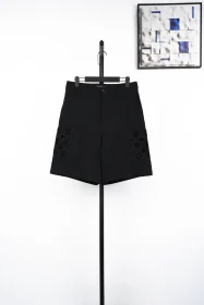 LU Flocked Shorts With Large Pocket Monogram Black