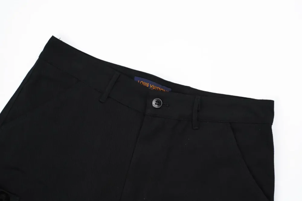 LU Flocked Shorts With Large Pocket Monogram Black - Image 4