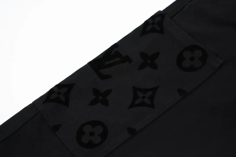 LU Flocked Shorts With Large Pocket Monogram Black - Image 5