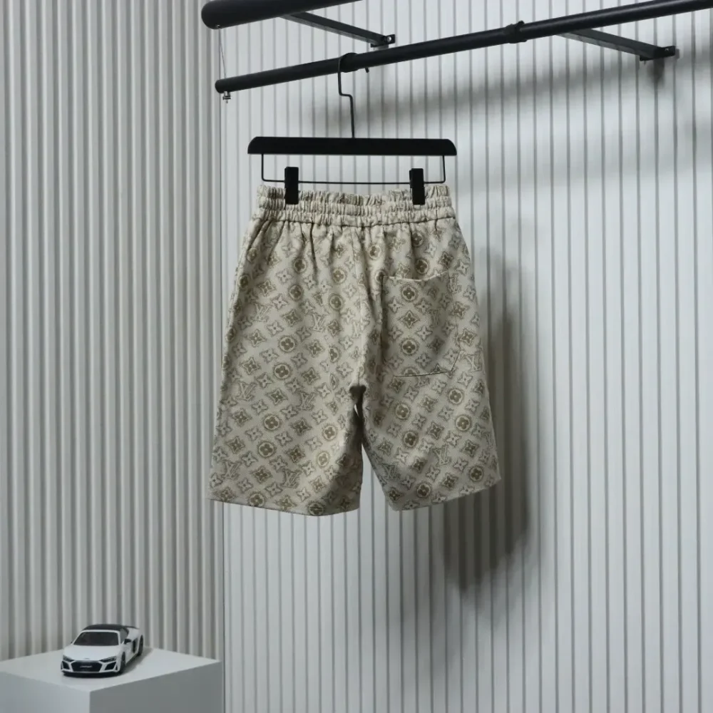 LU Woven Cotton Shorts With All-Over Monogram Print - etkick reps