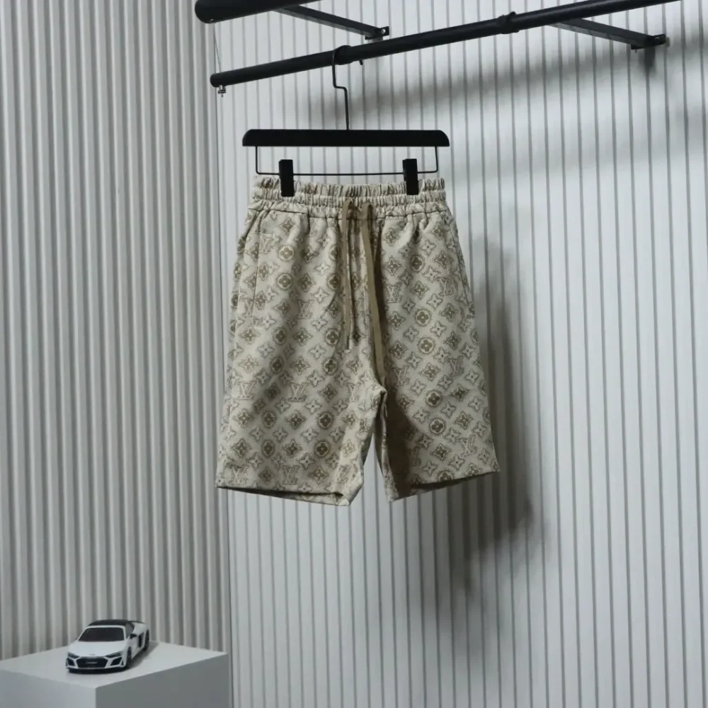 LU Woven Cotton Shorts With All-Over Monogram Print - etkick reps