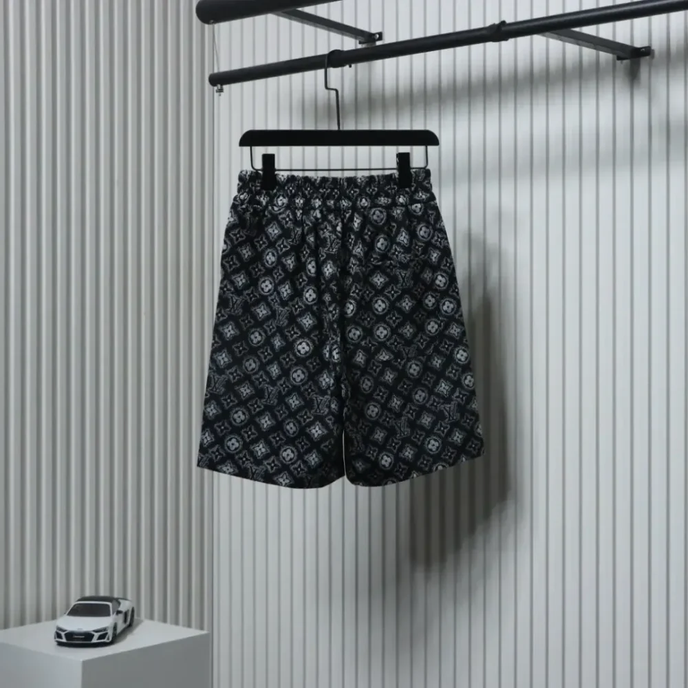 LU Woven Cotton Shorts With All-Over Monogram Print - etkick reps