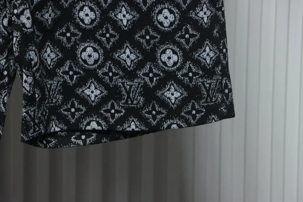 LU Woven Cotton Shorts With All-Over Monogram Print - etkick reps