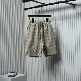 LU Woven Cotton Shorts With All-Over Monogram Print