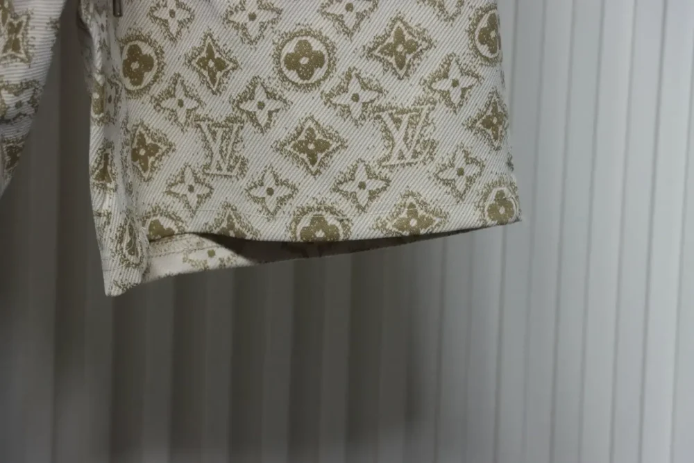 LU Woven Cotton Shorts With All-Over Monogram Print - etkick reps