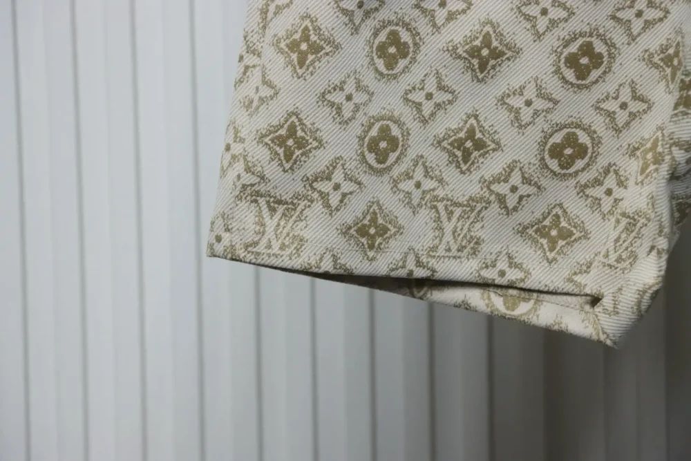 LU Woven Cotton Shorts With All-Over Monogram Print - etkick reps