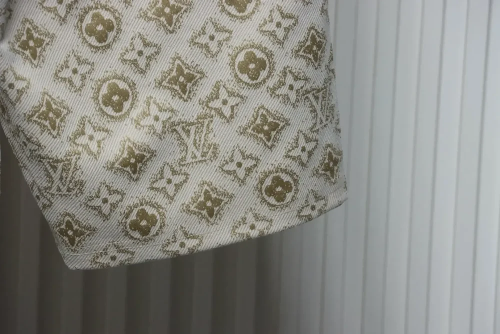 LU Woven Cotton Shorts With All-Over Monogram Print - etkick reps