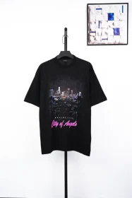 Los Angeles Night Scene Print T-Shirt Black