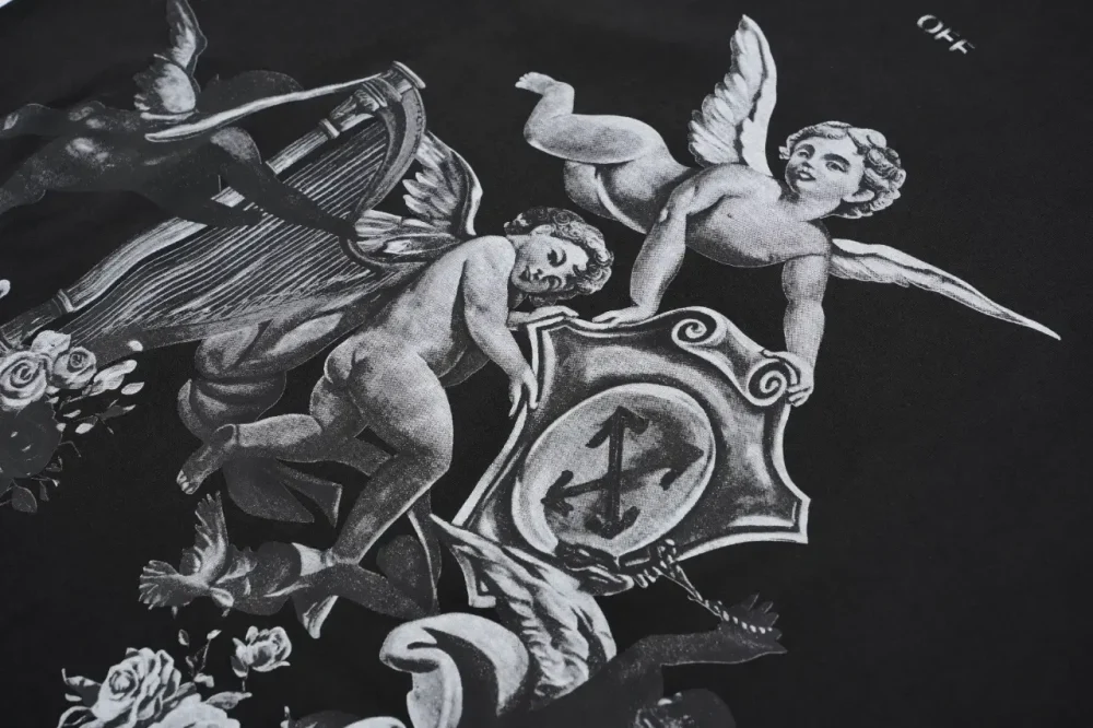 OFF WHITE Angel Harp Print T-Shirt - Image 5