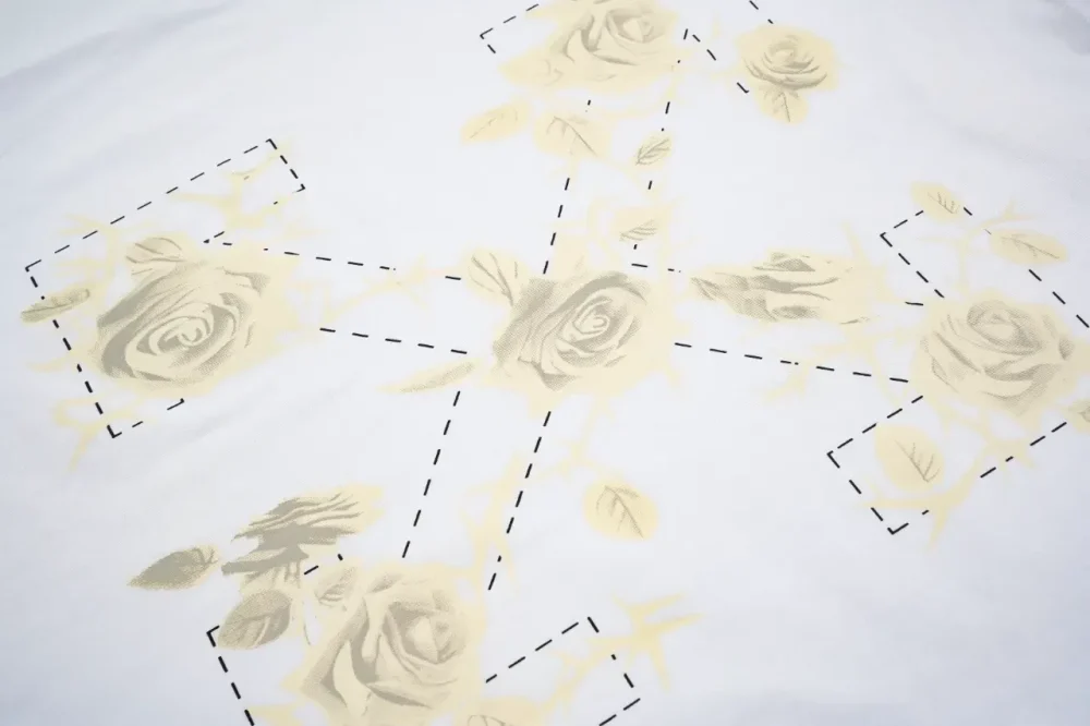 OFF WHITE Rose Flower Arrow Print T-Shirt White - Image 8