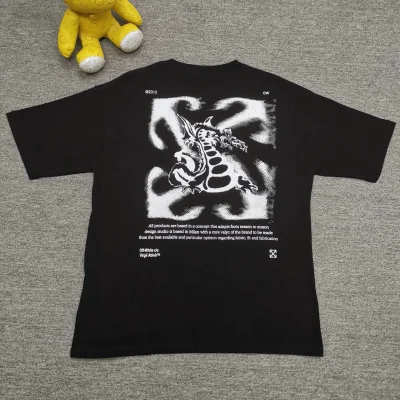 Off-White Loose FitT-Shirt with Graffiti Dragon - etkick reps