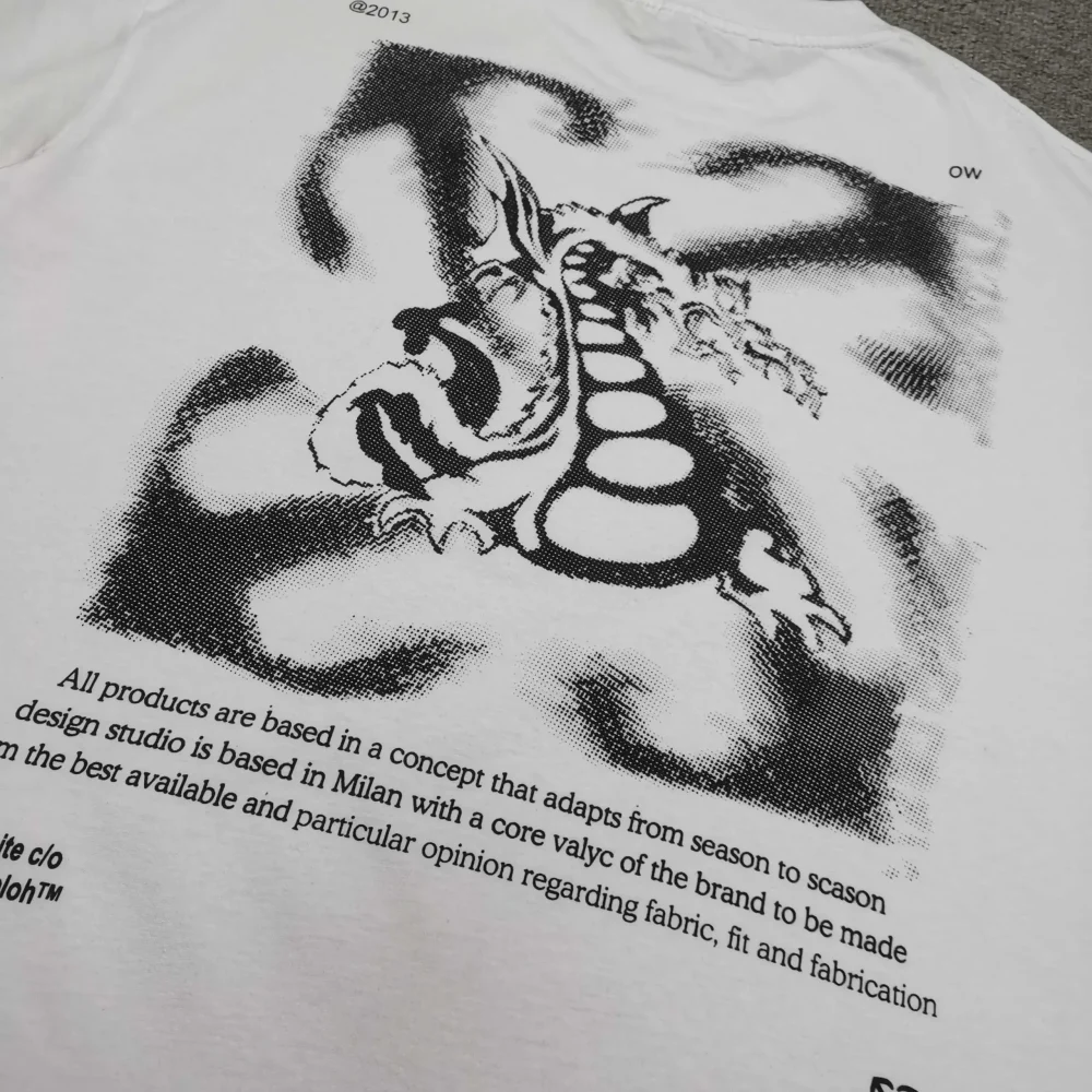 Off-White Loose FitT-Shirt with Graffiti Dragon - etkick reps