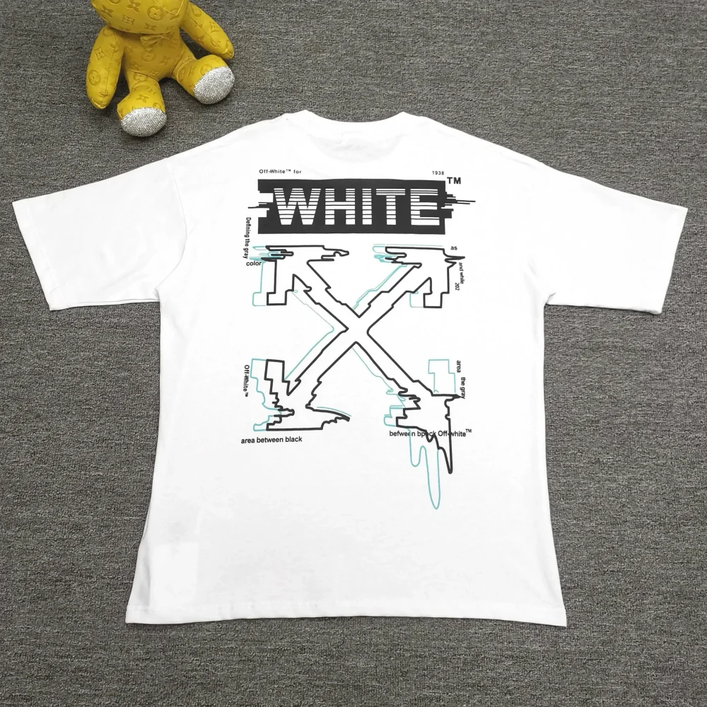 Off White New Back Arrow Graffiti Short Sleeve Loose Version T-Shirt - Image 6