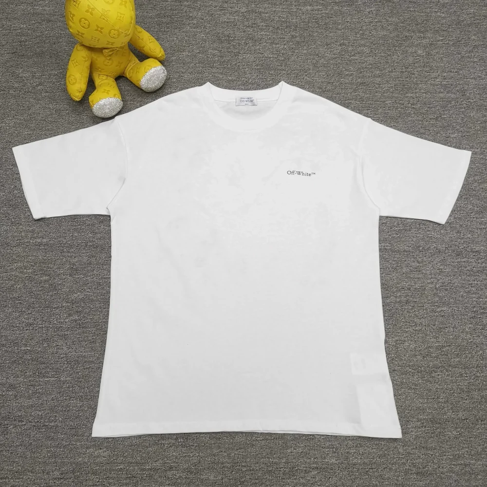 Off White New Loose T-Shirt With Floral Graffiti - etkick reps