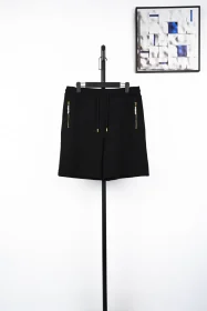 Pearl Zipper Shorts Black