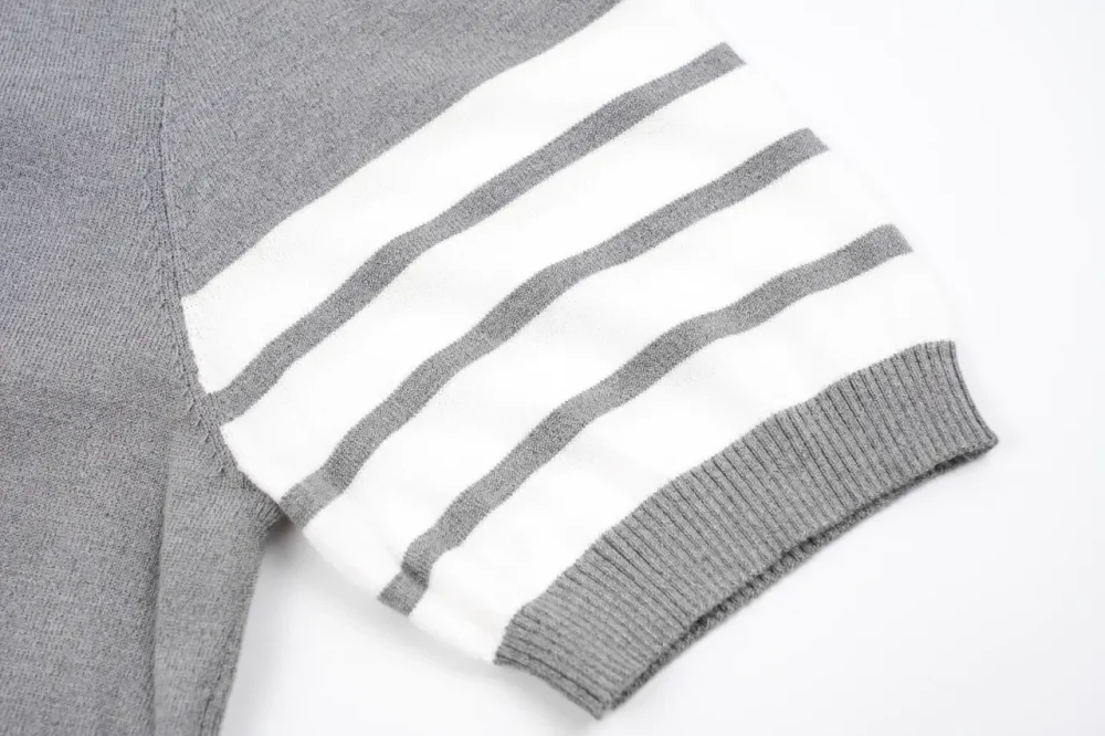 TB Four-Bar Stripe Ice Silk Jacquard Short Sleeve White - Image 22