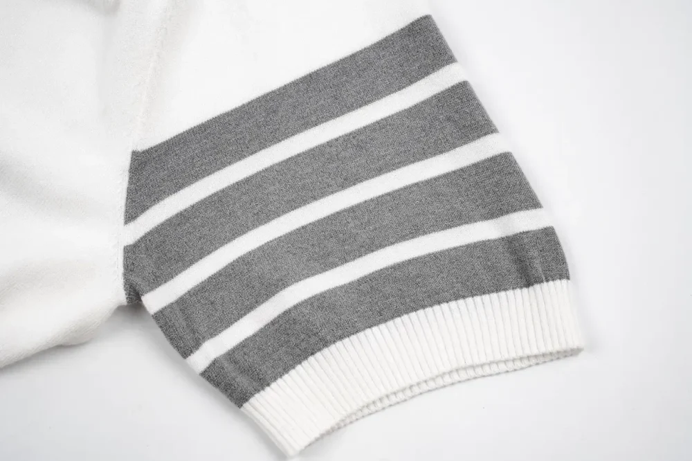 TB Four-Bar Stripe Ice Silk Jacquard Short Sleeve White - Image 5