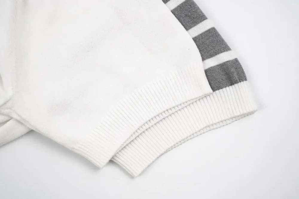 TB Four-Bar Stripe Ice Silk Jacquard Short Sleeve White - Image 8
