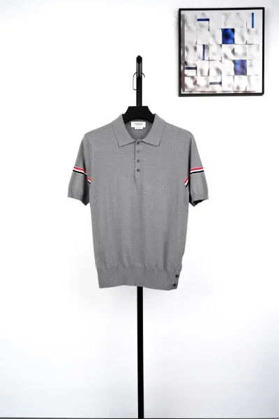 Tb Ice Silk Jacquard Short-Sleeved Wristband Polo Shirt - etkick reps