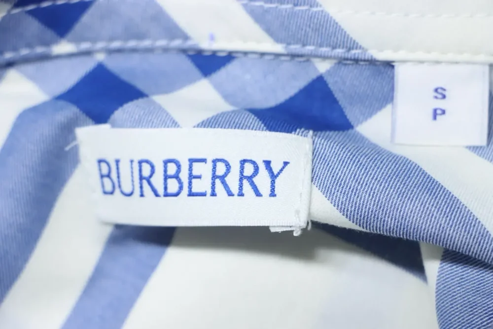 BU Cotton Shirt With A Large Check Pattern In Blue And White - Image 12