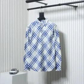 BU Cotton Shirt With A Large Check Pattern In Blue And White