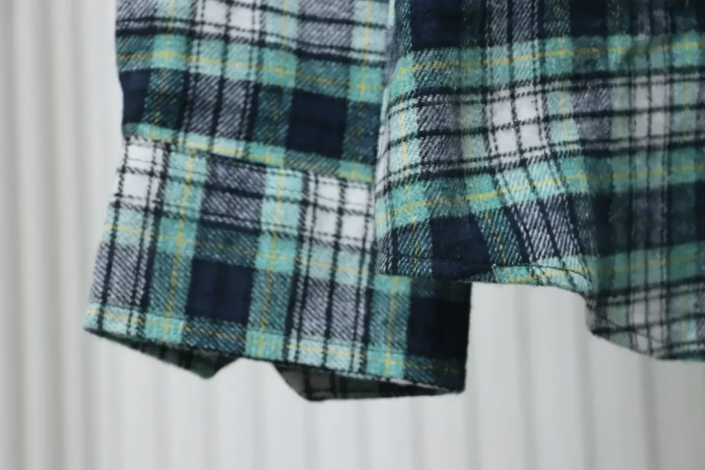 CELINE Green Checked Flannel Long-Sleeved Shirt - Image 5