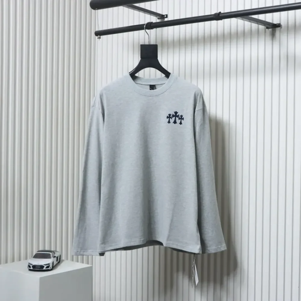 CH Shirt With Round Neck And Flocked Logo Print