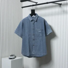 DI New Cotton Shirt Jacket With Stripes And Embroidery