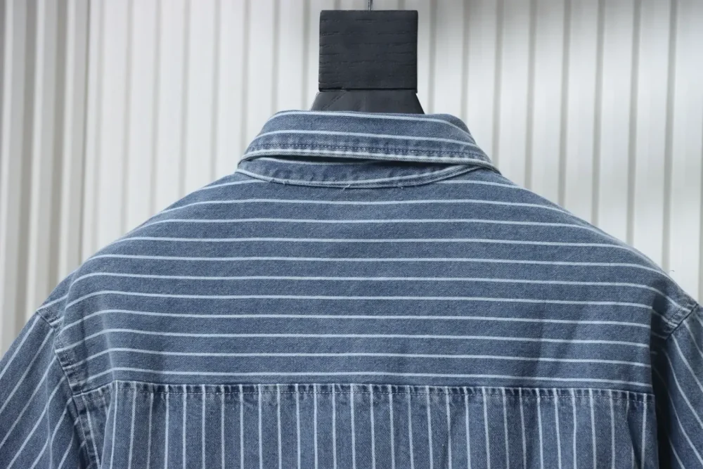 DI New Cotton Shirt Jacket With Stripes And Embroidery - Image 4
