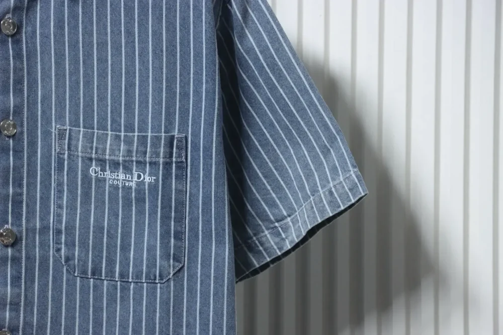 DI New Cotton Shirt Jacket With Stripes And Embroidery - Image 6