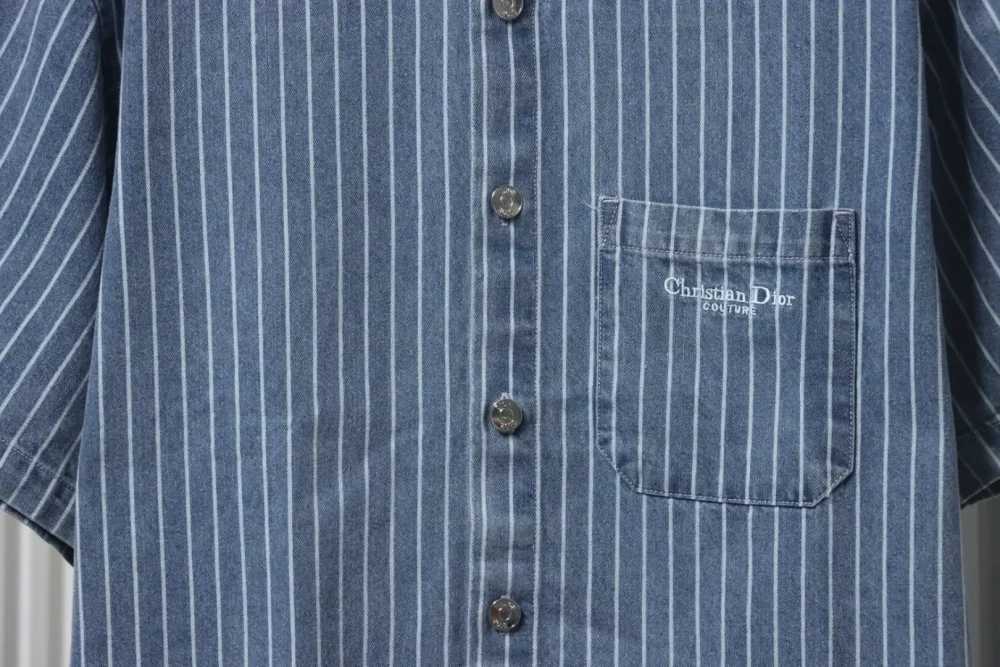 DI New Cotton Shirt Jacket With Stripes And Embroidery - Image 7
