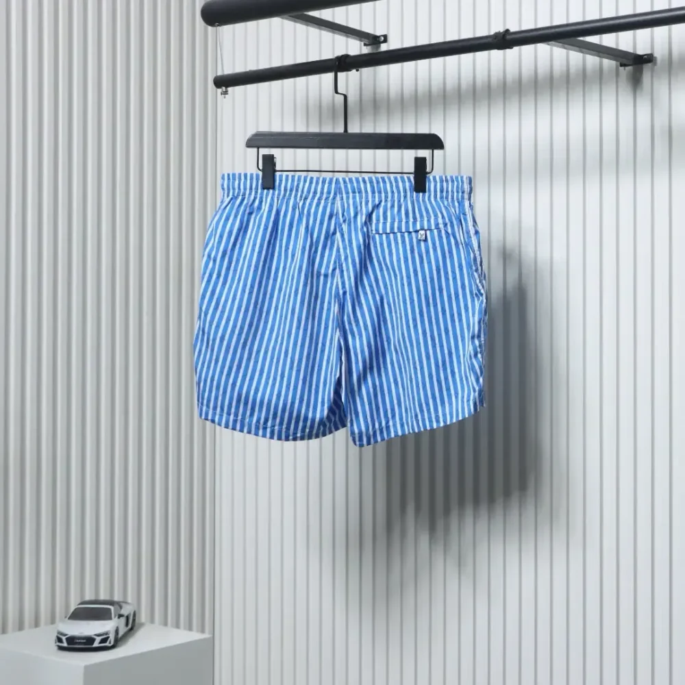 LU Blue Striped Shorts With Dark Monogram - Image 2