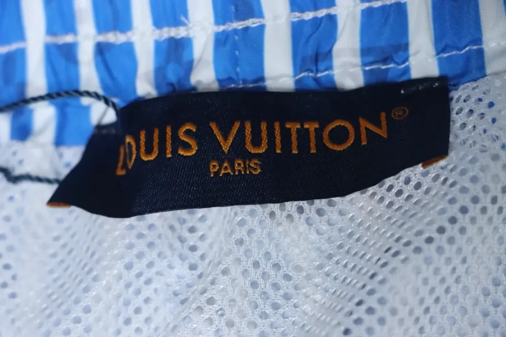 LU Blue Striped Shorts With Dark Monogram - Image 7