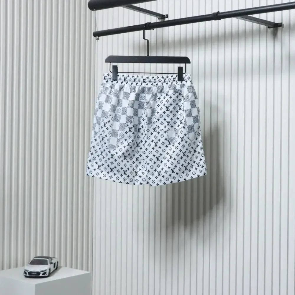 LU Checkerboard Monogram Patchwork Beach Shorts - Image 2