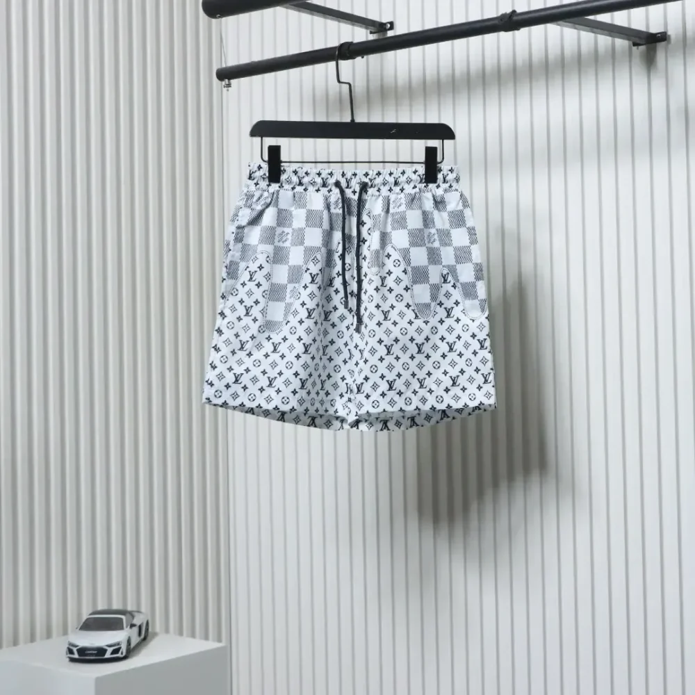 LU Checkerboard Monogram Patchwork Beach Shorts