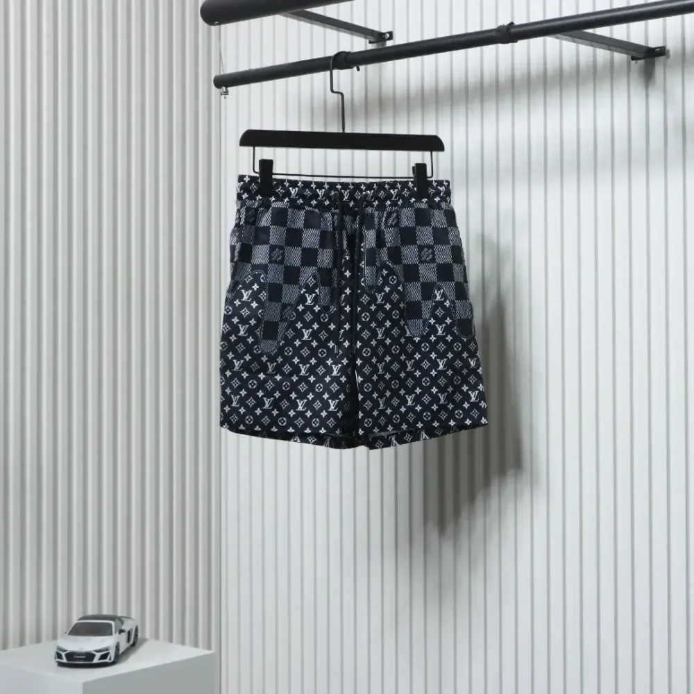 LU Checkerboard Monogram Patchwork Beach Shorts - Image 13