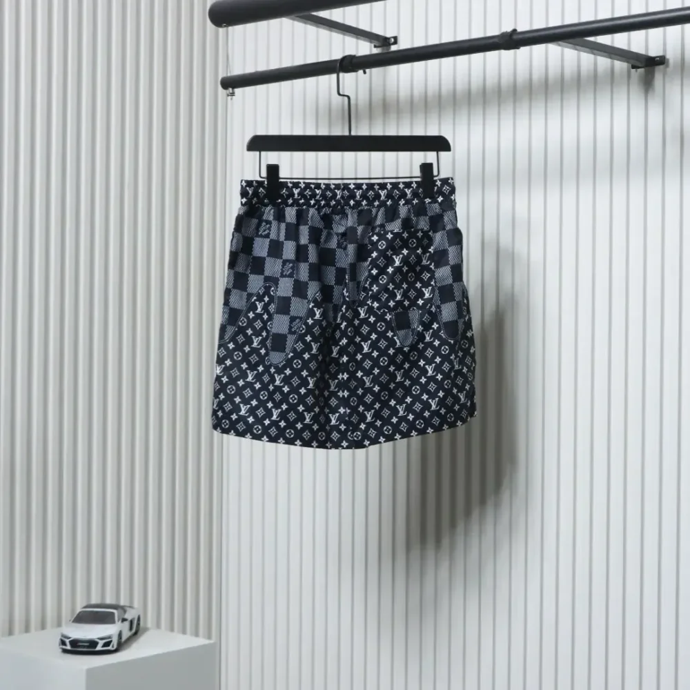 LU Checkerboard Monogram Patchwork Beach Shorts - Image 14