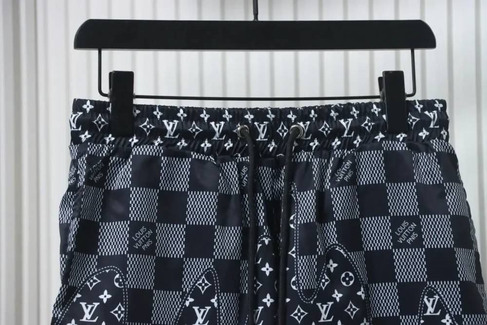 LU Checkerboard Monogram Patchwork Beach Shorts - Image 15