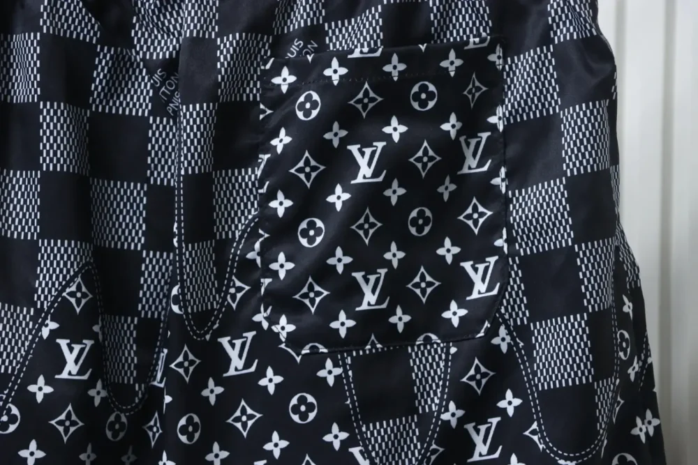 LU Checkerboard Monogram Patchwork Beach Shorts - Image 17
