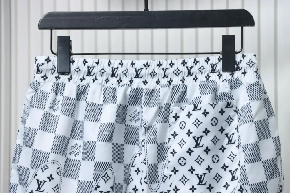 LU Checkerboard Monogram Patchwork Beach Shorts - Image 3