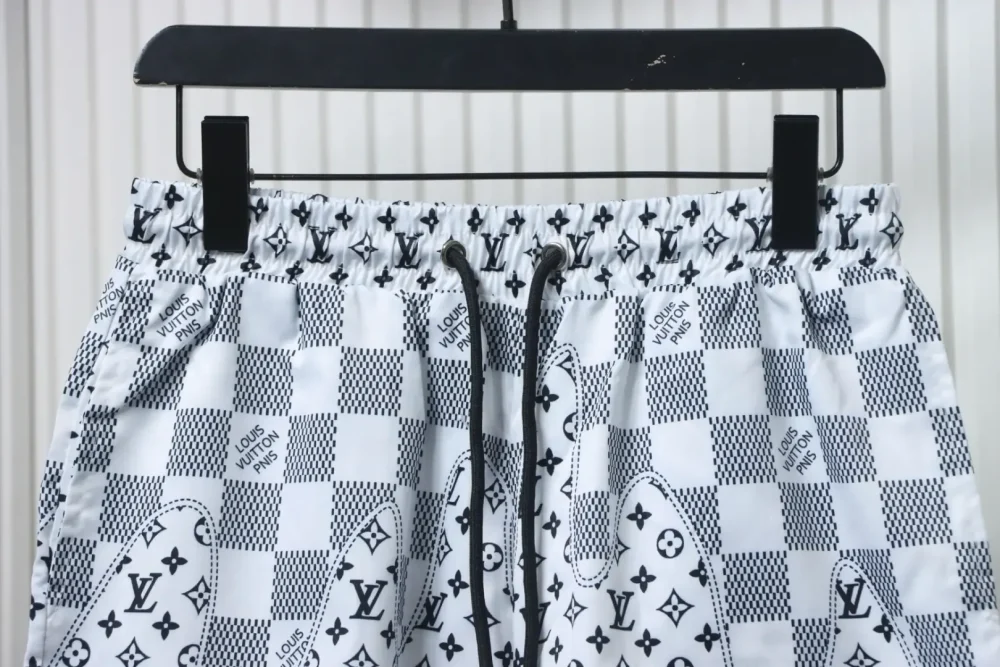 LU Checkerboard Monogram Patchwork Beach Shorts - Image 4