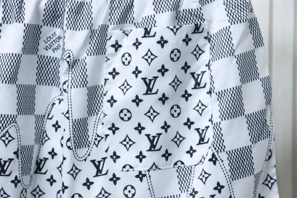 LU Checkerboard Monogram Patchwork Beach Shorts - Image 6