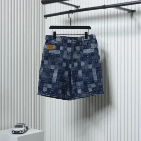 LU Monochrome checkerboard denim shorts
