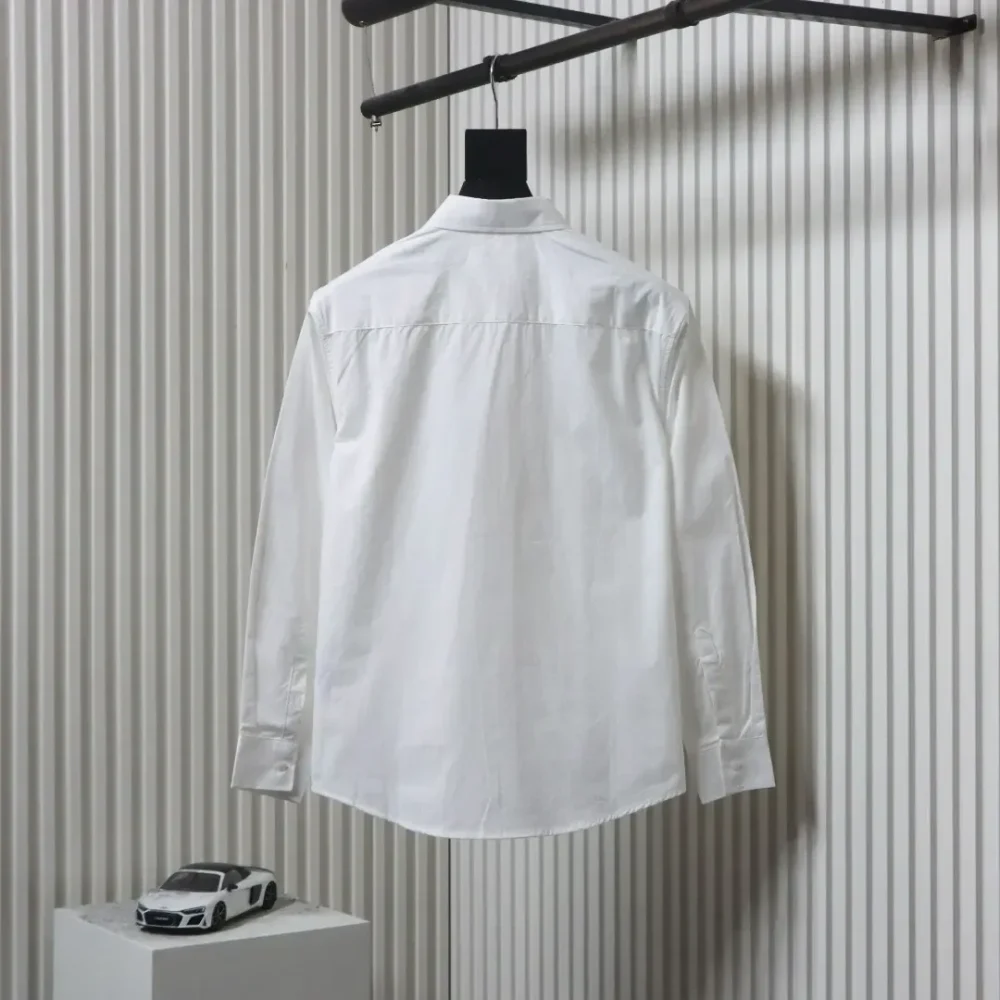AMI Paris Autumn and Winter Small Heart Embroidery Casual Solid Color Cotton Shirt - Image 13