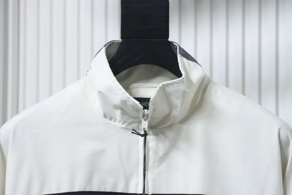 Balenciaga Blcg Destroyed Tracksuit Jacket In White And Grey With Double Stitching - Image 3
